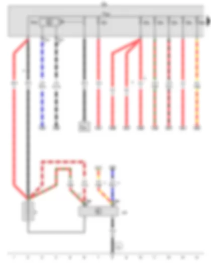 Wiring Diagram  VW TOUAREG 2012 - Battery - Battery monitor control unit - Connection and distribution box 3 - Terminal 30 wiring junction 3