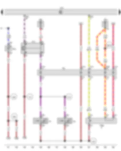 Wiring Diagram  VW TOUAREG 2017 - Bonnet contact switch - Treble horn - Bass horn - Horn relay - Onboard supply control unit - Light conductor for rear centre console ambient lighting