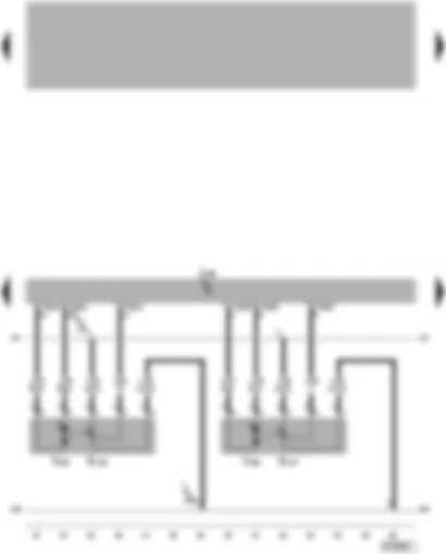 Электросхемa  VW TOUAREG 2003 - Блок управления Climatronic - потенциометры и исполнительные электродвигатели заслонок пространства для ног - размораживателя и дефлектора