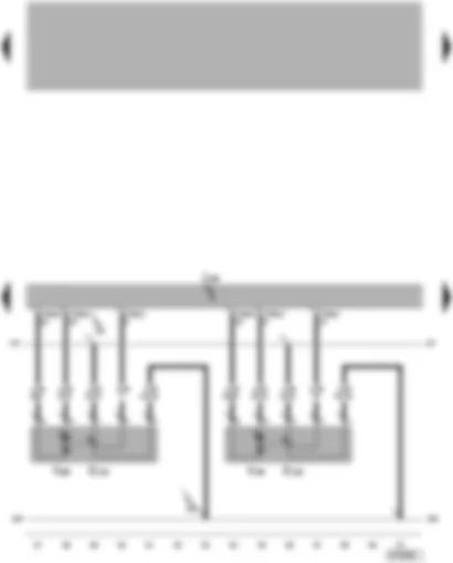Электросхемa  VW TOUAREG 2003 - Блок управления Climatronic - потенциометры и исполнительные электродвигатели заслонок регулирования температуры - размораживателя и дефлектора слева