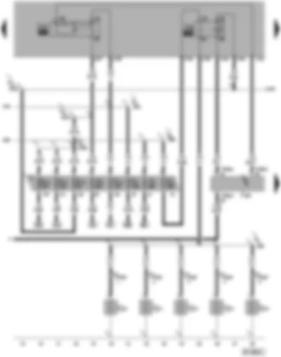 Wiring Diagram  VW TOUAREG 2010 - Engine control unit - terminal 30 voltage supply relay - glow plug relay - glow plugs