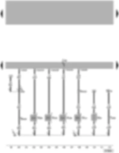 Электросхемa  VW TOUAREG 2008 - Блок управления Motronic - клапан системы изменения геометрии впускного коллектора - клапан 1 регулятора фаз газораспределения впускных клапанов - клапан управления подачей вторичного воздуха - нагревательный резистор