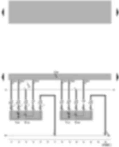 Электросхемa  VW TOUAREG 2003 - Блок управления Climatronic - потенциометры и исполнительные электродвигатели заслонок приточной вентиляции/рециркуляции и переднего левого дефлектора