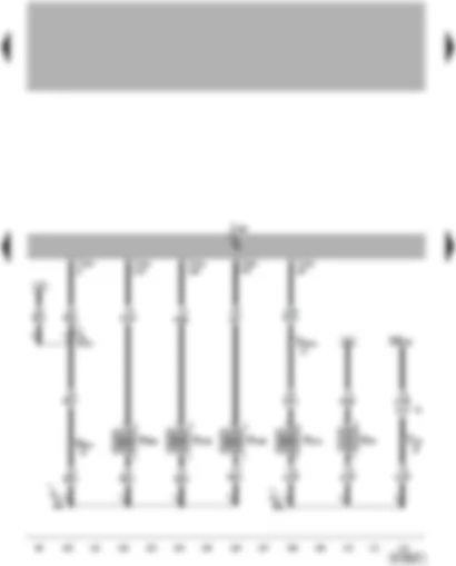 Электросхемa  VW TOUAREG 2003 - Блок управления Motronic - клапан системы изменения геометрии впускного коллектора - клапан 1 регулятора фаз газораспределения впускных клапанов - клапан управления подачей вторичного воздуха - нагревательный резистор