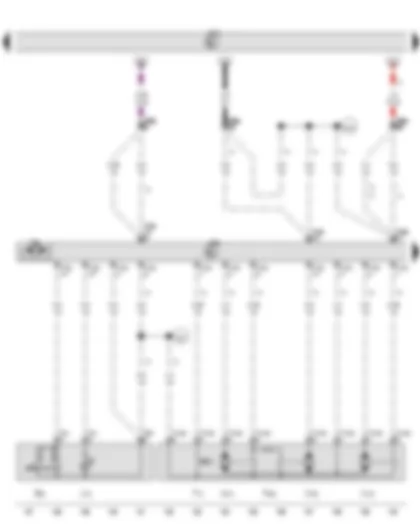 Wiring Diagram  VW TOURAN 2011 - Rear left window regulator switch - in door - Rear left door contact switch - Rear left central locking lock unit - Rear left door control unit - Rear left window regulator motor - Rear left childproof lock motor - Rear left door central locking SAFELOCK function motor - Rear left door central locking motor - lock