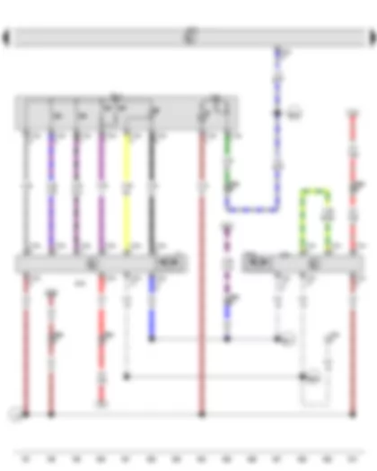 Wiring Diagram  VW TOURAN 2011 - Sun blind and sunroof button - Sliding sunroof adjustment control unit - Sunroof roller blind control unit - Sliding sunroof motor - Sunroof roller blind motor