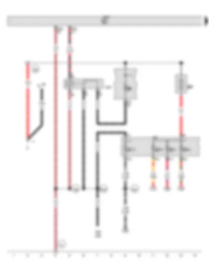 Wiring Diagram  VW TOURAN 2011 - Terminal 15 voltage supply relay - Fuse 7 on fuse holder B - Fuse 8 in fuse holder A - Fuse holder C
