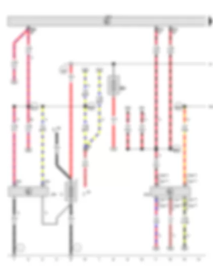Wiring Diagram  VW TOURAN 2011 - Battery - Battery monitor control unit - Voltage stabiliser - Fuse 2 in fuse holder A