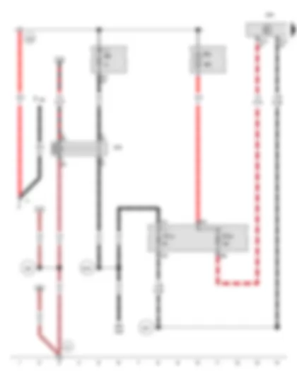 Wiring Diagram  VW TOURAN 2011 - Electronically controlled damping control unit - Terminal 15 voltage supply relay - Fuse 5 in fuse holder A - Fuse 7 on fuse holder B - Fuse 12 on fuse holder C - Fuse 49 on fuse holder C