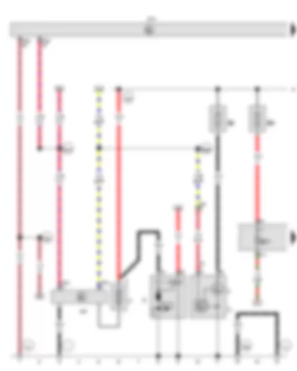 Wiring Diagram  VW TOURAN 2011 - Battery - Starter - Alternator - Battery monitor control unit - Fuse 1 in fuse holder A - Fuse 5 in fuse holder A - Fuse 47 on fuse holder C