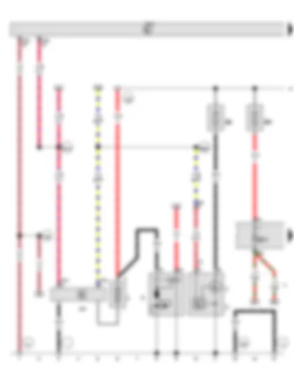 Wiring Diagram  VW TOURAN 2013 - Battery - Starter - Alternator - Battery monitor control unit - Fuse 1 in fuse holder A - Fuse 5 in fuse holder A - Fuse 43 on fuse holder C