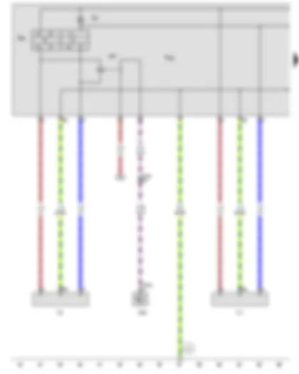 Wiring Diagram  VW TOURAN 2011 - Starter inhibitor relay - 220 V automatic personnel protection circuit breaker - Distribution box - Exterior socket - 230 V - 110 V - Interior socket - 230 V - 110 V