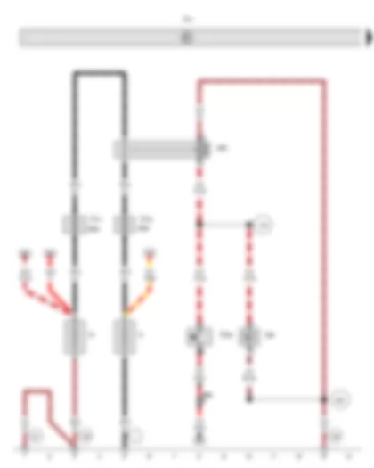 Wiring Diagram  VW TOURAN 2014 - Battery - Second battery - Battery charger - 230 or 110 Volt/12 Volt - Button for emergency start function - Relay for emergency start function - Fuse 1 - Fuse 2