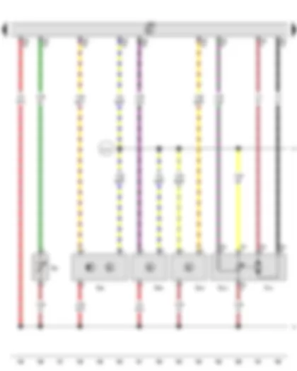 Wiring Diagram  VW TOURAN 2001 - Engine speed sender - Fuel temperature sender - Exhaust gas recirculation potentiometer - Fuel pressure sender - Position sender for charge pressure positioner - Engine control unit - Exhaust gas recirculation valve