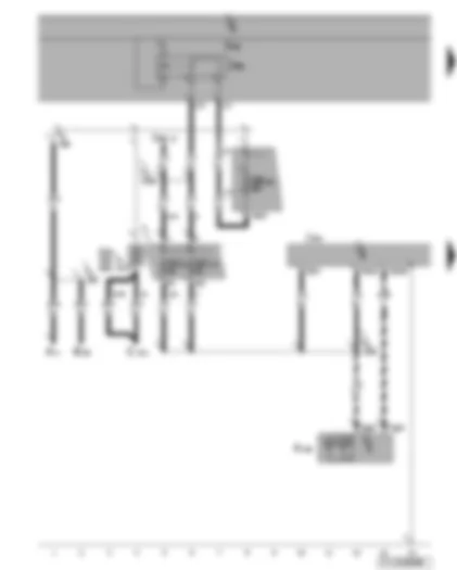 Wiring Diagram  VW TOURAN 2007 - Airbag control unit - relay 2 for voltage supply for terminal 15 - fuses - front passenger side airbag deactivated warning lamp