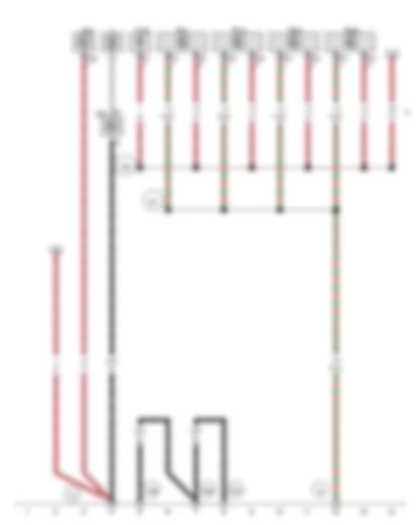 Wiring Diagram  VW TOURAN 2017 - Earth point - on left in engine compartment - Earth point - on cylinder head - Earth connection (engine earth) - in engine wiring harness - Earth connection (ignition coils) - in engine prewiring harness - Earth point - engine and gearbox earth - Earth point 2 - on front of left longitudinal member - Earth point on alternator