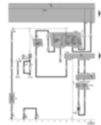 Wiring Diagram  VW TOURAN 2004 - Airbag control unit - battery - terminal 15 voltage supply relay - steering column electronics control unit - driver side airbag igniter