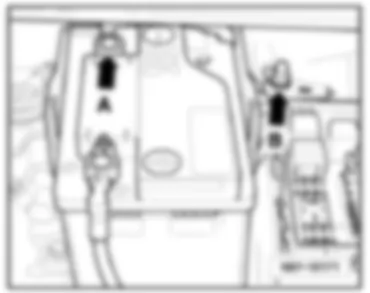 VW TOURAN 2010 Overview of earth points in engine compartment