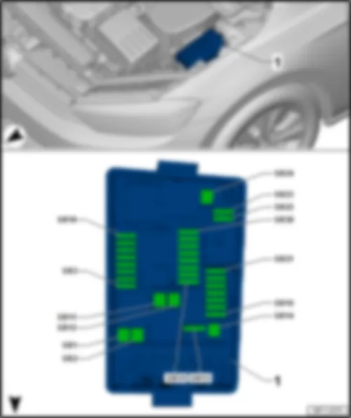 VW TOURAN 2016 Fitting location of fuse holder C SC