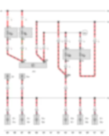 Wiring Diagram  VW TRANSPORTER 2012 - Onboard supply control unit - Centre interior light - Rear left reading light - Rear right reading light - Left interior light - Right interior light - Luggage compartment light on left - Left centre reading light - Right centre reading light - Rear left interior light - Rear right interior light