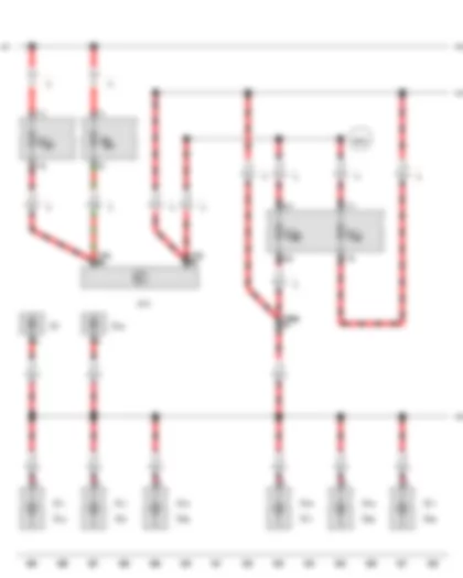 Wiring Diagram  VW TRANSPORTER 2012 - Onboard supply control unit - Centre interior light - Rear left reading light - Rear right reading light - Left interior light - Right interior light - Luggage compartment light on left - Left centre reading light - Right centre reading light - Rear left interior light - Rear right interior light