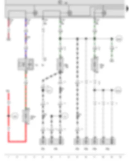 Wiring Diagram  VW TRANSPORTER 2012 - Headlight dipper and flasher switch - Alarm system control unit - Fuse 4 in fuse holder A - Fuse 6 on fuse holder B - Fuse 28 on fuse holder B - Fuse 28 on fuse holder D