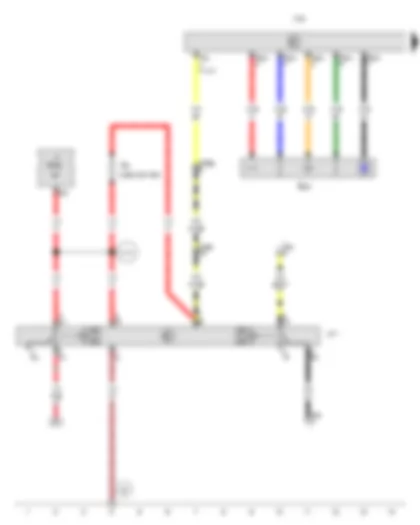 Wiring Diagram  VW TRANSPORTER 2013 - Connection to telephone services button - Telephone isolation relay - Telephone controls control unit - Series resistor - Fuse 22 in fuse holder H