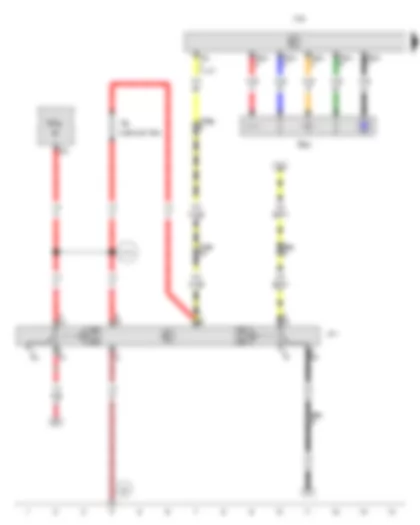 Wiring Diagram  VW TRANSPORTER 2013 - Connection to telephone services button - Telephone isolation relay - Telephone controls control unit - Series resistor - Fuse 22 in fuse holder H