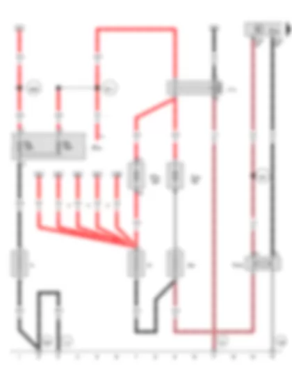 Wiring Diagram  VW TRANSPORTER 2015 - Second battery - Battery for special vehicle - Operating and display unit for camping equipment - Second battery charging circuit relay - Battery charge control measuring resistor - Fuse 2 in fuse holder A - Fuse 3 in fuse holder A