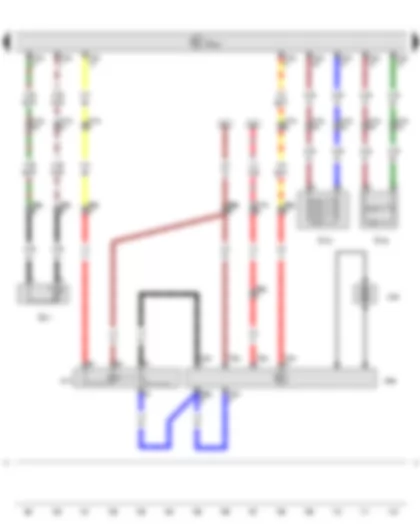 Wiring Diagram  VW TRANSPORTER 2014 - Operating and display unit for camping equipment - Water level sender - Waste water level sender - Refrigerator temperature sensor - Refrigerator compressor - Refrigerator compressor relay - Refrigerator box