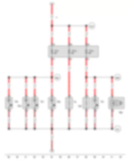Wiring Diagram  VW TRANSPORTER 2014 - Fuse 1 - Fuse 2 - Fuse 3 - 12 V socket - 12 V socket 5 - Rear left reading light - Right interior light - Rear right interior light - Kitchenette light 1 - Kitchenette light 2 - Kitchenette light 3