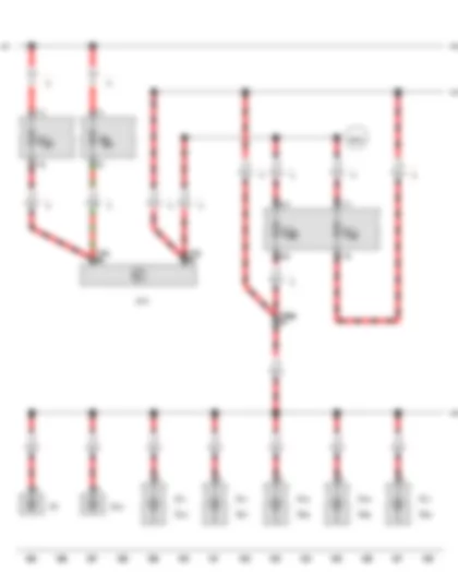 Wiring Diagram  VW TRANSPORTER 2015 - Onboard supply control unit - Centre interior light - Rear left reading light - Rear right reading light - Left interior light - Right interior light - Luggage compartment light on left - Left centre reading light - Right centre reading light - Rear left interior light - Rear right interior light