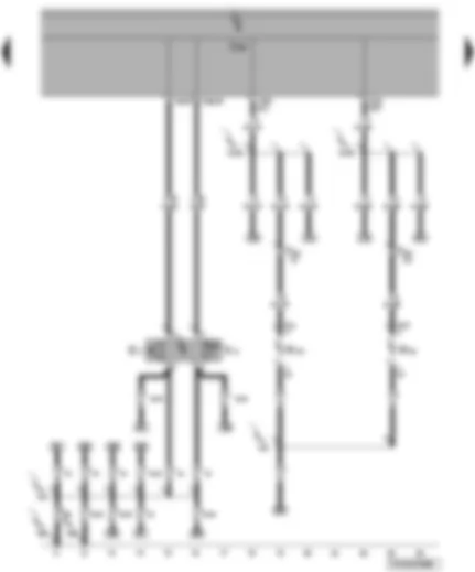Wiring Diagram  VW TRANSPORTER 2004 - Onboard supply control unit - hazard warning light switch - left side mounted turn signal bulb - right side mounted turn signal bulb - hazard warning light system warning lamp