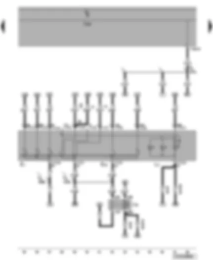 Электросхемa  VW TRANSPORTER 2004 - Блок управления бортовой сети - реле разгрузки контакта X - переключатель освещения - выключатель противотуманных фар и противотуманного фонаря