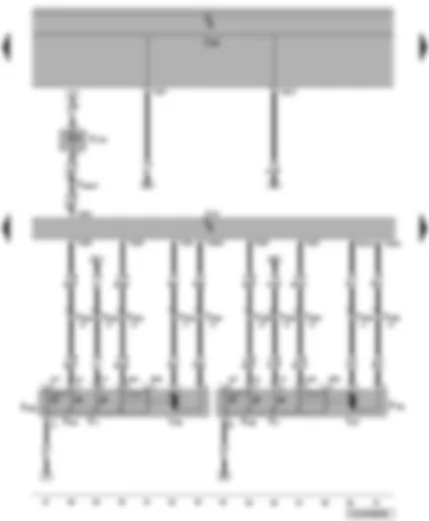 Wiring Diagram  VW TRANSPORTER 2004 - Driver and front passenger side central locking lock unit - convenience system central control unit - central locking deadlock function warning lamp