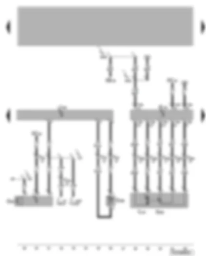 Wiring Diagram  VW TRANSPORTER 2004 - Magnetic clutch control unit - high pressure sender - evaporator temperature sensor - potentiometer for rear temperature flap motor - rear fresh air blower switch