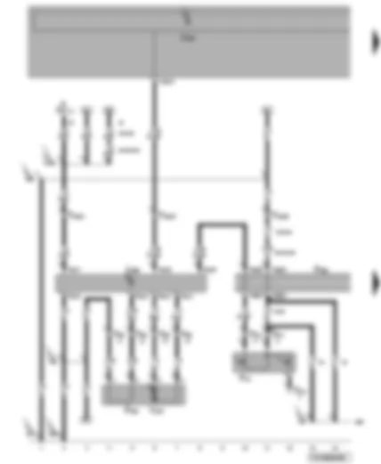 Wiring Diagram  VW TRANSPORTER 2004 - Onboard supply control unit - left sliding door control unit - door power latching system contact switch - rear left power latching motor - left sliding door contact strip