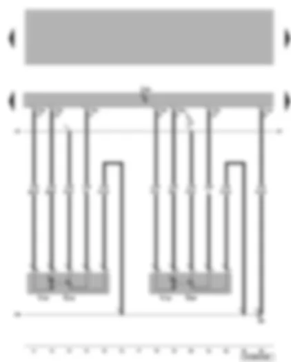 Wiring Diagram  VW TRANSPORTER 2005 - Climatronic control unit - potentiometer for air recirculation flap control motor - potentiometer for centre vent control motor