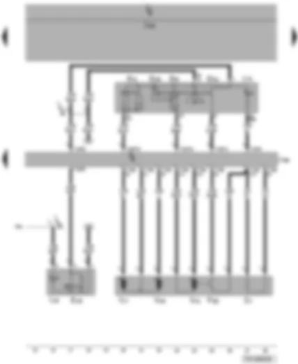 Wiring Diagram  VW TRANSPORTER 2006 - Mirror adjustment switch - driver door control unit - driver side mirror adjustment motor - driver side heated exterior mirror - driver side interior locking switch