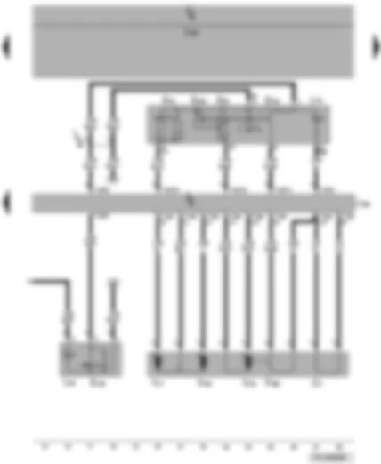 Wiring Diagram  VW TRANSPORTER 2007 - Mirror adjustment switch - driver door control unit - driver side mirror adjustment motor - driver side heated exterior mirror - driver side interior locking switch