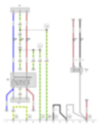 Wiring Diagram  VW TRANSPORTER 2009 - Battery charge control measuring resistor - 220 V automatic personnel protection circuit breaker - Exterior socket - 230 V - 110 V - Interior socket - 230 V - 110 V