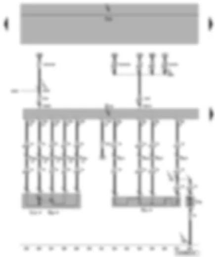 Wiring Diagram  VW TRANSPORTER 2008 - Rear fresh air blower switch - series resistor for rear fresh air blower - rear fresh air blower - rear temperature flap control motor - potentiometer for temperature flap control motor