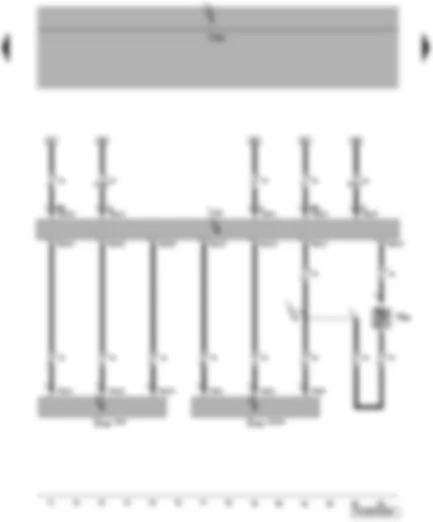 Wiring Diagram  VW TRANSPORTER 2007 - Headlight range control sender 1 - headlight range control sender 2 - control unit for headlight range control - measuring resistor