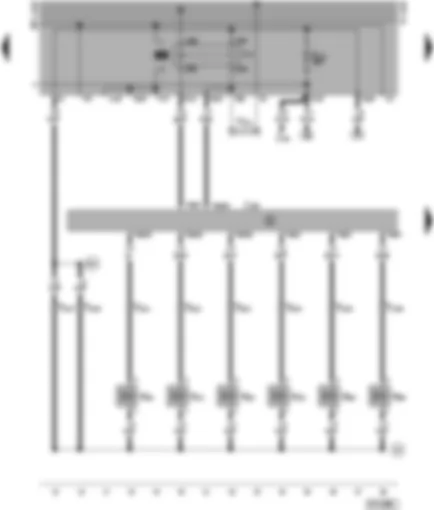 Wiring Diagram  VW TRANSPORTER 1996 - Motronic control unit - injectors