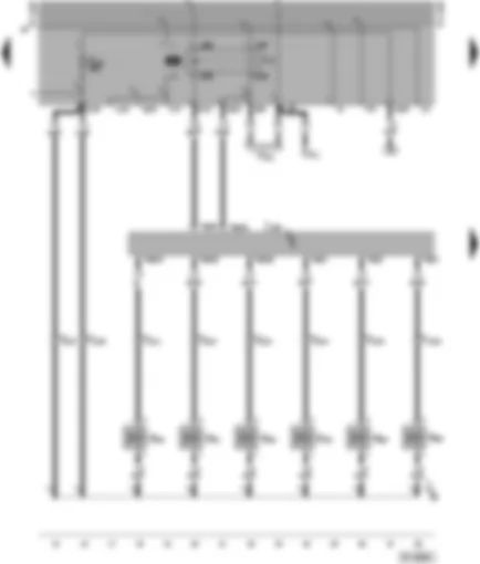 Wiring Diagram  VW TRANSPORTER 2000 - Motronic control unit - injectors