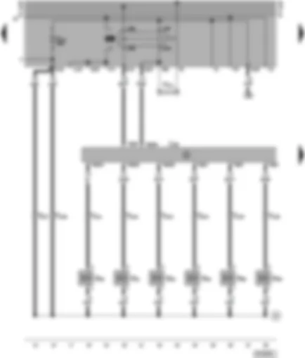Электросхемa  VW TRANSPORTER 1998 - Блок управления Motronic - форсунки