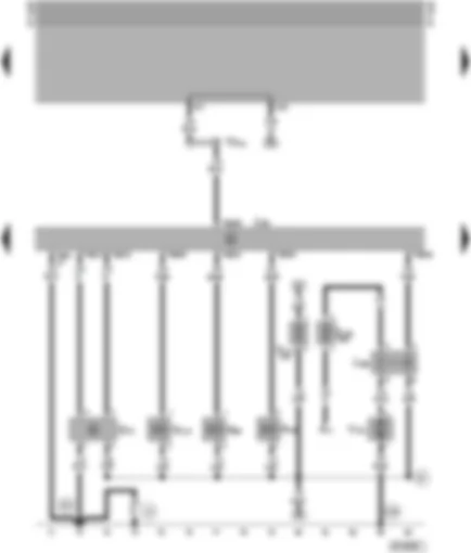 Электросхемa  VW TRANSPORTER 1998 - Блок управления Motronic - расходомер воздуха - система вентиляции топливного бака - клапан управления подачей вторичного воздуха - электродвигатель насоса вторичного воздуха - клапан системы рециркуляции ОГ