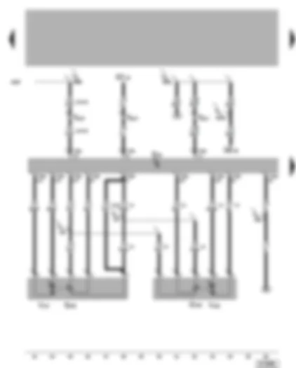 Электросхемa  VW TRANSPORTER 2004 - Задний исполнительный электродвигатель распределения воздуха с потенциометром - исполнительный электродвигатель заслонки регулирования температуры - выключатель климатической установки