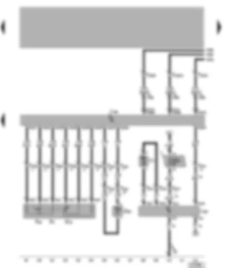 Электросхемa  VW TRANSPORTER 2004 - Блок управления вентилятора радиатора - вентилятор радиатора - датчик положения педали акселератора - датчик температуры охлаждающей жидкости - датчик положения дроссельной заслонки (выключатель) - выключатель Kick-Down