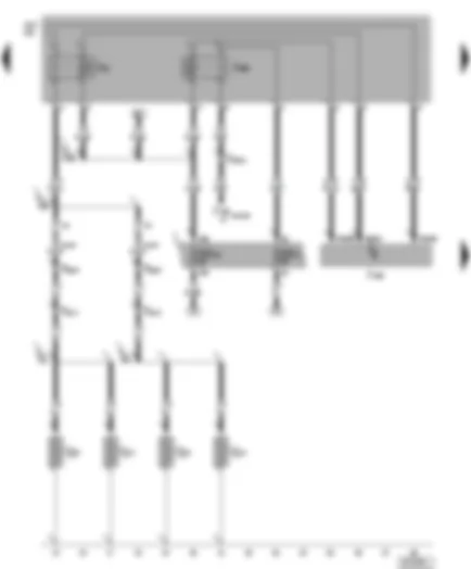 Электросхемa  VW TRANSPORTER 2004 - Блок управления системы впрыска дизельного двигателя - реле свечей накаливания - реле дополнительного насоса системы охлаждения - реле аккумулятора остаточного тепла - свечи накаливания